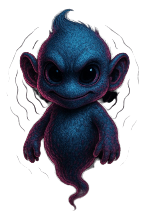 Translucent figure composed of shifting blue soundwaves suspended in air.