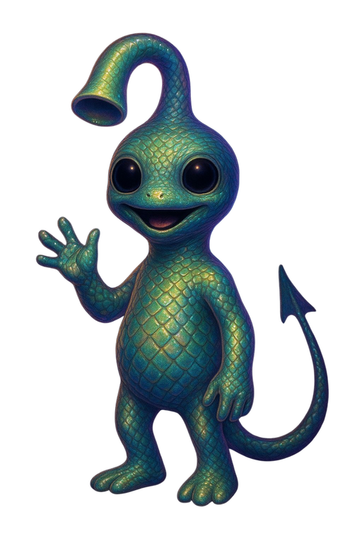 Amphibious entity with wide-set eyes, floating in submerged corridor, emitting visible soundwave ripples.